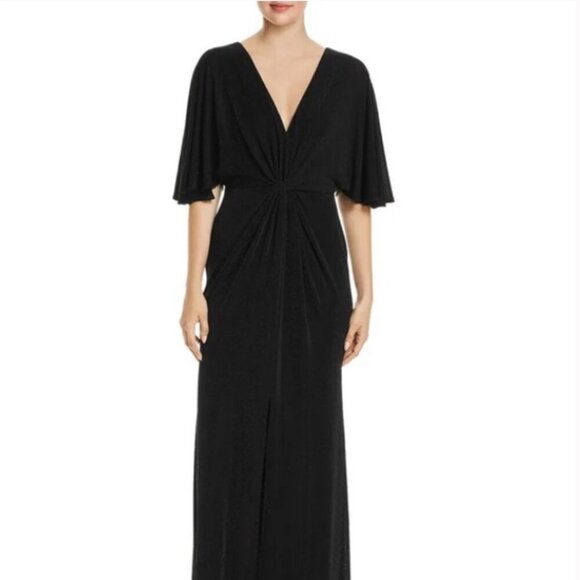 Boston Proper Black Kimono Sleeve Wrap Front Maxi Length Stretch Size Medium NWT - Picture 1 of 12